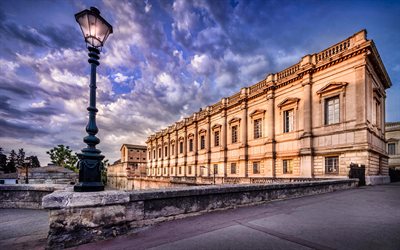 Montpellier, evening, sunset, beautiful buildings, ancient architecture, Montpellier cityscape, French cities, France