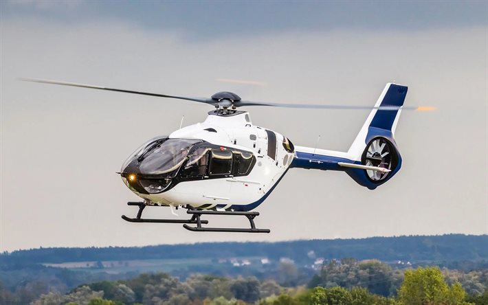 a eurocopter ec135, helicópteros voadores, aviação civil, helicóptero branco, aviação, a eurocopter, fotos com helicóptero, ec135