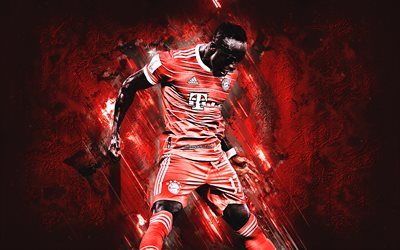 Sadio Mane, FC Bayern Munich, Senegalese football player, red stone background, Bundesliga, Germany, football, Bayern Munich