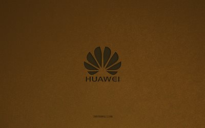 logo huawei, 4k, logos d ordinateur, emblème huawei, texture de pierre brune, huawei, marques technologiques, signe huawei, fond de pierre brune