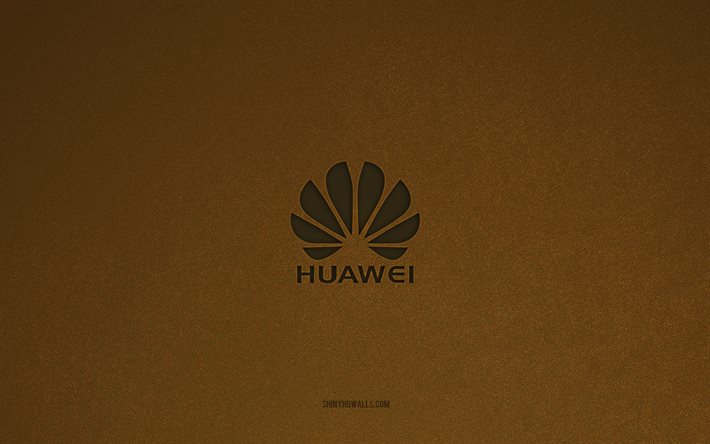 logo huawei, 4k, logos d ordinateur, emblème huawei, texture de pierre brune, huawei, marques technologiques, signe huawei, fond de pierre brune