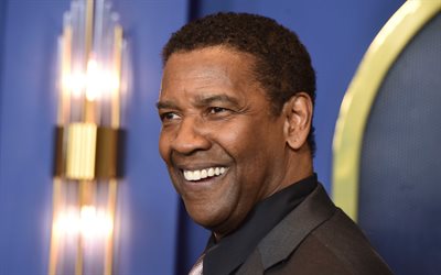 Denzel Washington, 2022, american actor, black costume, movie stars, Hollywood, picture with Denzel Washington, smile, american celebrity, Denzel Washington photoshoot