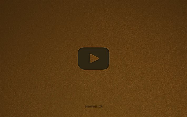 YouTube logo, 4k, video hosting logos, YouTube emblem, brown stone texture, YouTube, video hosting brands, YouTube sign, brown stone background