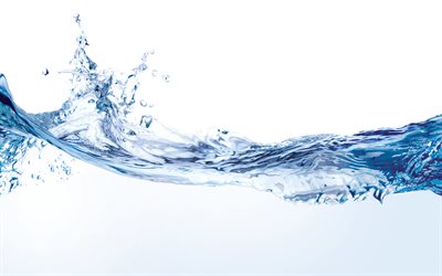 agua, 4k, agua sobre fondo blanco, salpicaduras de agua, ola, fondo de agua, ahorrar agua, conceptos de agua, agua pura