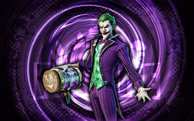 4k, The Joker, Fortnite, purple grunge spiral background, Fortnite The Joker Skin, The Joker Fortnite character, The Joker Fortnite, Fortnite characters, grunge art, The Joker Skin