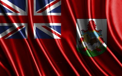 drapeau des bermudes, 4k, soie 3d drapeaux, pays d'amérique du nord, jour des bermudes, tissu 3d vagues, soie ondulée drapeaux, symboles nationaux des bermudes, bermudes, amérique du nord