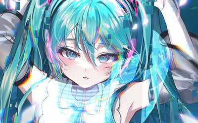 Hatsune Miku, artwork, Vocaloid, protagonist, girl with blue hair, portrait, manga, fan art, Vocaloid characters, japanese virtual singers, Hatsune Miku Vocaloid