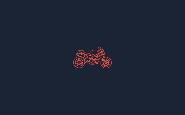 moto linear, 4k, mínimo, criativo, fundos cinza, superbikes, minimalismo da motocicleta