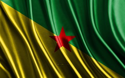 Flag of French Guiana, 4k, silk 3D flags, Countries of South America, Day of French Guiana, 3D fabric waves, French Guiana flag, silk wavy flags, French Guiana national symbols, French Guiana, South America