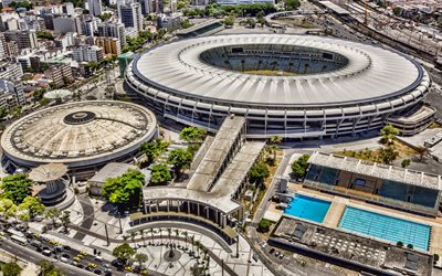 Maracana Stadium, 4k, top view, Estadio Jornalista Mario Filho, aerial view, Flamengo Stadium, Fluminense FC Fluminense, Rio de Janeiro, Brazil, soccer stadium