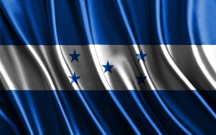 Flag of Honduras, 4k, silk 3D flags, Countries of North America, Day of Honduras, 3D fabric waves, Honduran flag, silk wavy flags, Honduras flag, North American countries, Honduran national symbols, Honduras, North America