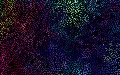 abstrakte blätter, 4k, regenbogenhintergründe, abstrakte blumenmuster, blattmuster, hintergrund mit blättern, abstrakte muster