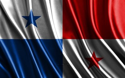 علم بنما, 4k, أعلام الحرير 3d, دول أمريكا الشمالية, يوم بنما, موجات نسيجية ثلاثية الأبعاد, أعلام متموجة من الحرير, الرموز الوطنية البنمية, بنما, أمريكا الشمالية