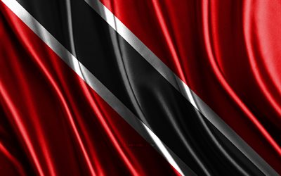 Flag of Trinidad and Tobago, 4k, silk 3D flags, Countries of North America, Day of Trinidad and Tobago, 3D fabric waves, Trinidad and Tobago flag, silk wavy flags, Trinidad and Tobago national symbols, Trinidad and Tobago