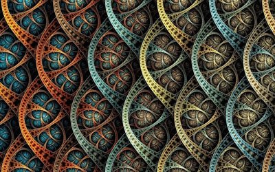 abstract scales, 4k, fractal art, floral 3D patterns, fractals, creative, 3D backgrounds, scales textures