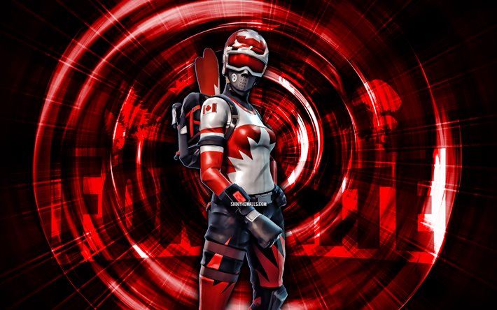 Canada Mogul Master, 4k, red abstract background, Fortnite, abstract rays, Canada Mogul Master Skin, Fortnite Canada Mogul Master Skin, Fortnite characters, Canada Mogul Master Fortnite