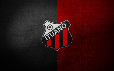 イトゥアーノ fc バッジ, 4k, 赤黒の布の背景, ブラジル セリエ b, イトゥアーノfcのロゴ, イトゥアーノfcのエンブレム, スポーツのロゴ, ブラジルのサッカークラブ, イトゥアノ, サッカー, フットボール, イトゥアーノfc