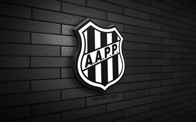 Ponte Preta 3D logo, 4K, black brickwall, Brazilian Serie B, soccer, brazilian football club, Ponte Preta logo, Ponte Preta emblem, football, Ponte Preta, sports logo, Ponte Preta FC