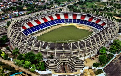 el estadio metropolitano de barranquilla, 4k, vue aérienne, stade de football, barranquilla, colombie, stade junior de barranquilla, arènes sportives