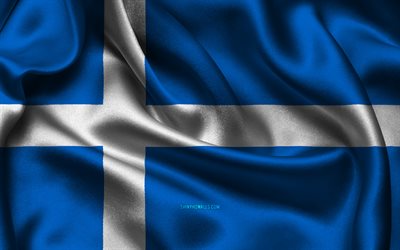 Shetland flag, 4K, scottish counties, satin flags, Day of Shetland, flag of Shetland, wavy satin flags, Counties of Scotland, Shetland, Scotland