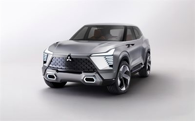 2022, mitsubishi xfc, 4k, vista frontal, exterior, suv, prata mitsubishi xfc, carros japoneses, conceito xfc, mitsubishi