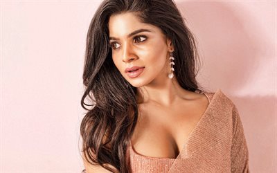 kainaat arora, 4k, retrato, actriz india, sesión de fotos, vestido beige, modelo de moda india, hermosa mujer india