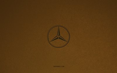 Mercedes-Benz logo, 4k, car logos, Mercedes-Benz emblem, brown stone texture, Mercedes-Benz, popular car brands, Mercedes-Benz sign, brown stone background