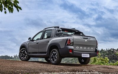2022, renault duster oroch, vista trasera, exterior, gris camioneta, gris duster oroch, los coches franceses, renault