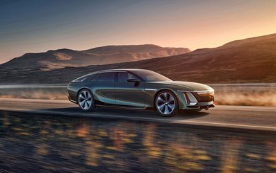 2024, Cadillac Celestiq, 4k, front view, exterior, luxury electric car, Celestiq EV, green Cadillac Celestiq, evening, sunset, American cars, Cadillac
