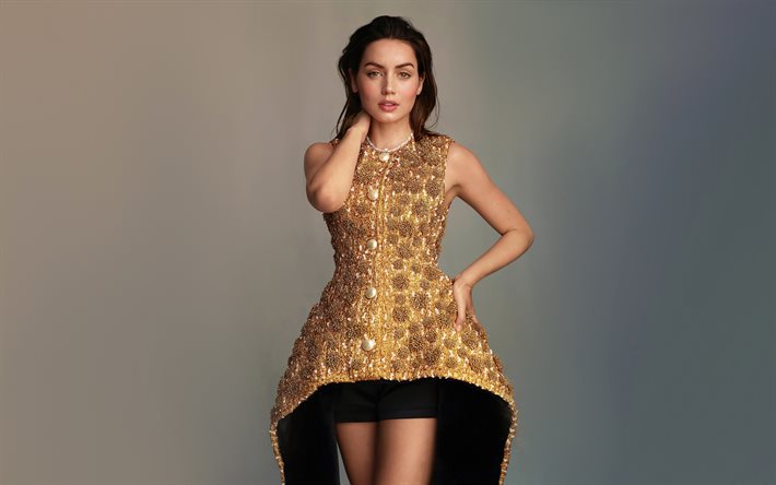آنا دي أرماس, الممثلة الإسبانية, لَوحَة, فستان ذهبي, الممثلات الشعبية, النجم الإسباني, إلتقاط صورة