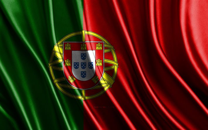bandera de portugal, 4k, banderas 3d de seda, países de europa, día de portugal, ondas de tela 3d, bandera portugalés, banderas onduladas de seda, países europeos, símbolos nacionales de portugalese, portugal, europa