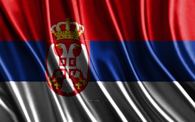 flag di serbia, 4k, bandiere 3d di seta, paesi d europa, giorno della serbia, onde in tessuto 3d, bandiera serba, bandiere ondulate di seta, bandiera della serbia, paesi europei, simboli nazionali serbi, serbia, europa