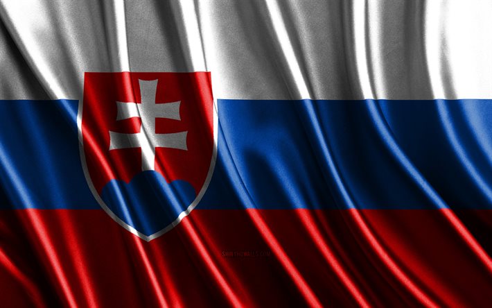 bandeira da eslováquia, 4k, bandeiras de seda 3d, países da europa, dia da eslováquia, ondas de tecido 3d, bandeira eslovaca, bandeiras onduladas de seda, países europeus, símbolos nacionais eslovacos, eslováquia, europa
