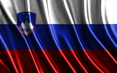 bandiera di slovenia, 4k, bandiere 3d di seta, paesi d europa, giorno della slovenia, onde in tessuto 3d, bandiera slovena, bandiere ondulate di seta, bandiera della slovenia, paesi europei, simboli nazionali sloveni, slovenia, europa
