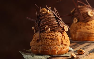 チョコレートクリームケーキ, カスタードケーキ, ペストリー, お菓子, チョコレートクリーム, ケーキ, チョコレート