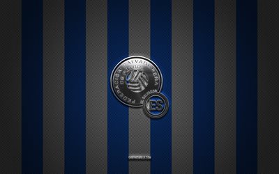 エルサルバドルナショナルフットボールチームのロゴ, concacaf, 北米, ブルーホワイトカーボンの背景, エルサルバドルナショナルフットボールチームのエンブレム, フットボール, エルサルバドルナショナルフットボールチーム, エルサルバドル