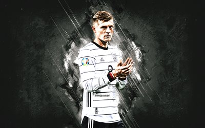 Toni Kroos, Germany national football team, German football player, midfielder, white stone background, football, Germany