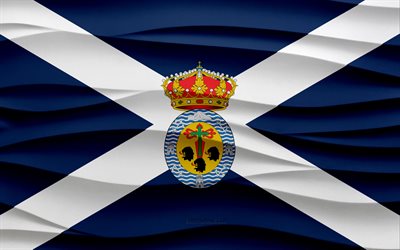 4k, サンタクルスデテネリフェの旗, 3d wavesプラスターの背景, サンタクルスデテネリフェ旗, 3dウェーブテクスチャ, スペインの国民のシンボル, サンタクルスデテネリフの日, スペインの州, サンタクルスデテネリフェ, スペイン