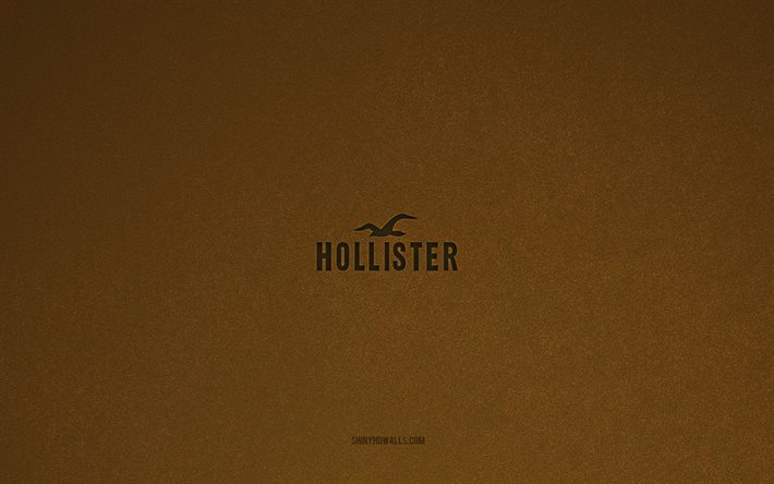 hollister -logo, 4k, herstellerlogos, hollister -emblem, braune stein textur, hollister, beliebte marken, hollister -zeichen, brauner steinhintergrund