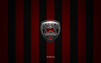 logotipo del equipo de fútbol nacional de trinidad tobago, concacaf, américa del norte, fondo rojo de carbono negro, emblema del equipo de fútbol nacional de trinidad tobago, fútbol, ​​equipo nacional de fútbol de trinidad tobago, trinidad tobago