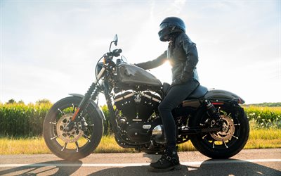 harley-davidson iron 883, 4k, vista laterale, 2022 bike, superbike, black, american motorcycles, harley-davidson