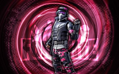 4k, gage, fortnite, fond de spirale grunge rose, peau de la jauge, personnage de fortnite gage, gage fortnite, personnages de fortnite, grunge art, peau de gage