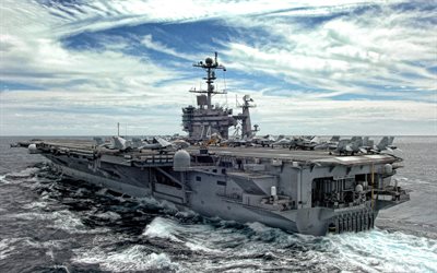 4k, USS John C Stennis, CVN-74, American nuclear-powered aircraft carrier, US Navy, McDonnell Douglas FA-18 Hornet, F-18 on the deck of an aircraft carrier, USA, American warships