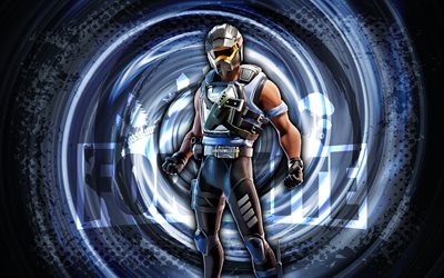 4k, wake rider, fortnite, fundo espiral de grunge azul, pele de wake rider, personagem wake rider fortnite, wake rider fortnite, personagens fortnite, grunge art, wake rider skin