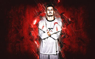 ugurcan cakir, トルコナショナルフットボールチーム, トルコのサッカー選手, ゴールキーパー, 赤い石の背景, 七面鳥, フットボール