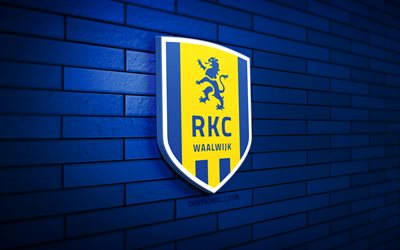 rkc waalwijk 3d logo, 4k, blue brickwall, eredivisie, soccer, holch football club, rkc waalwijk logo, rkc waalwijk emblem, football, rkc waalwijk, logotipo deportivo, waalwijk fc