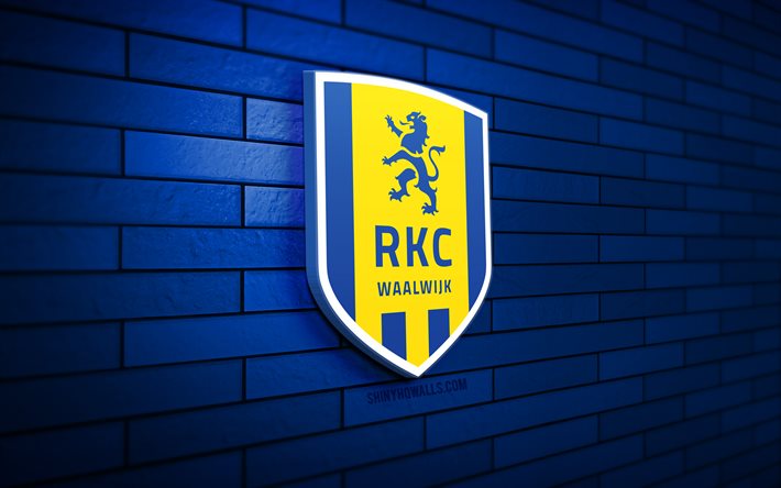 rkc waalwijk 3d 로고, 4k, 블루 브릭 월, eredivisie, 축구, 네덜란드 축구 클럽, rkc waalwijk 로고, rkc waalwijk emblem, rkc waalwijk, 스포츠 로고, waalwijk fc