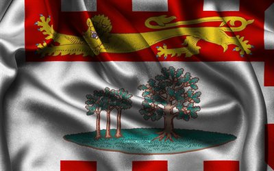 bandiera dell isola del principe edoardo, 4k, province canadesi, bandiere di raso, giorno dell isola del principe edoardo, bandiere di raso ondulato, province del canada, principe edoardo island, canada