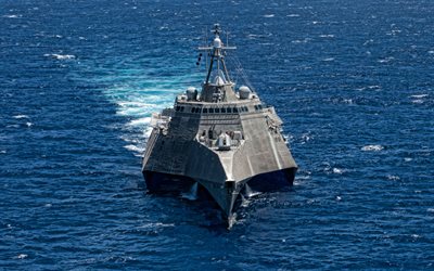 4k, uss independence, lcs-2, us navy, american littoral combat ship, sea, independence class, warships, usa, united states navy