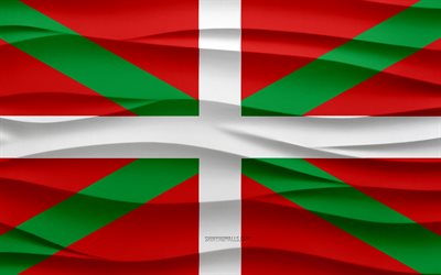 4k, Flag of Basque Country, 3d waves plaster background, Basque Country flag, 3d waves texture, Spanish national symbols, Day of Basque Country, Spanish Autonomous Community, 3d Basque Country flag, Basque Country, Spain